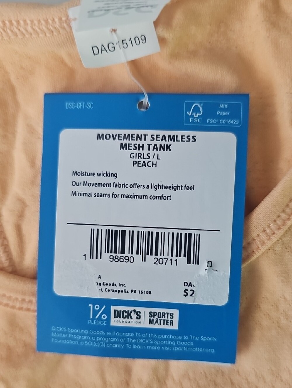 DSG Peach Textured Racerback Tank Top - Picture 3 of 4